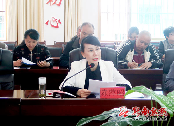 都匀市教育局党组成员,副局长陈萍昭作汇报